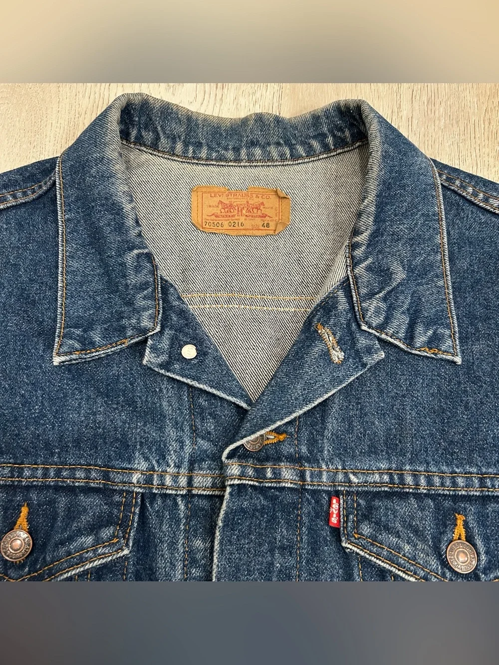 Vintage Levis Jacket 48 USA Made 80s Men's Dark Wash 70506 0216 Trucker Type 3